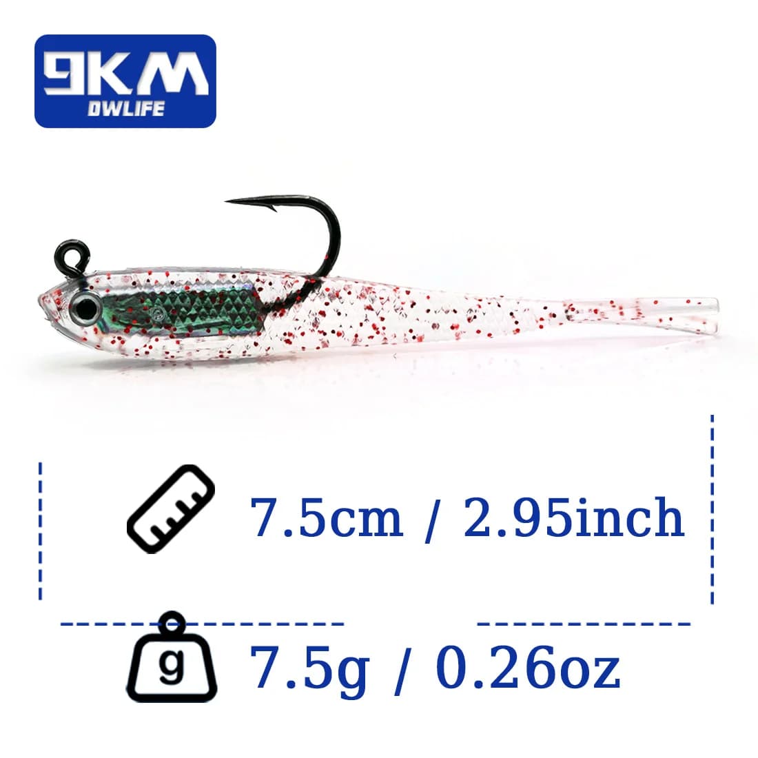 Mehke vabe swimbait z jig glavo, paket 5 kosov