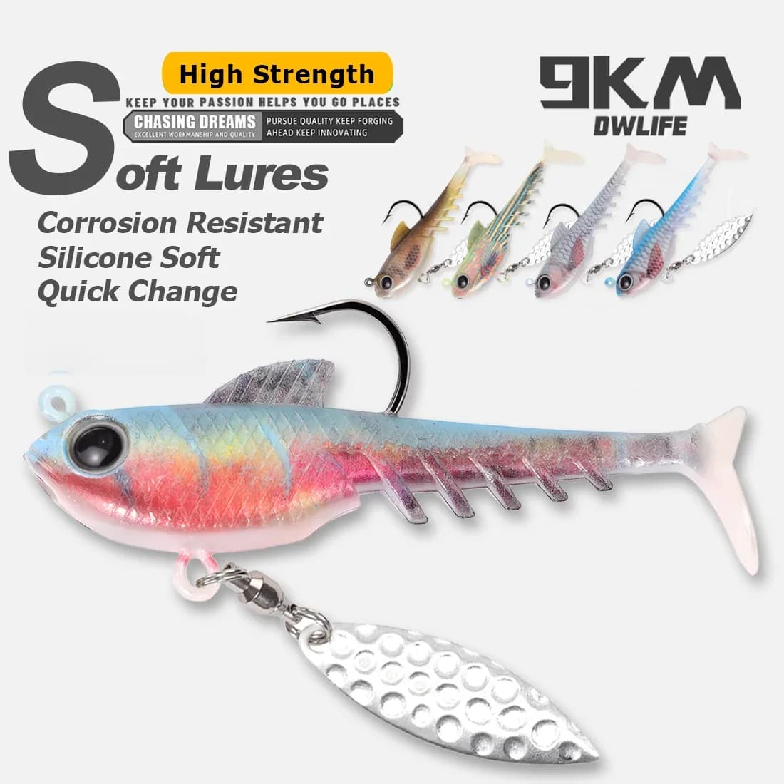 Mehki plastični swimbait jig head s spinner rezilom
