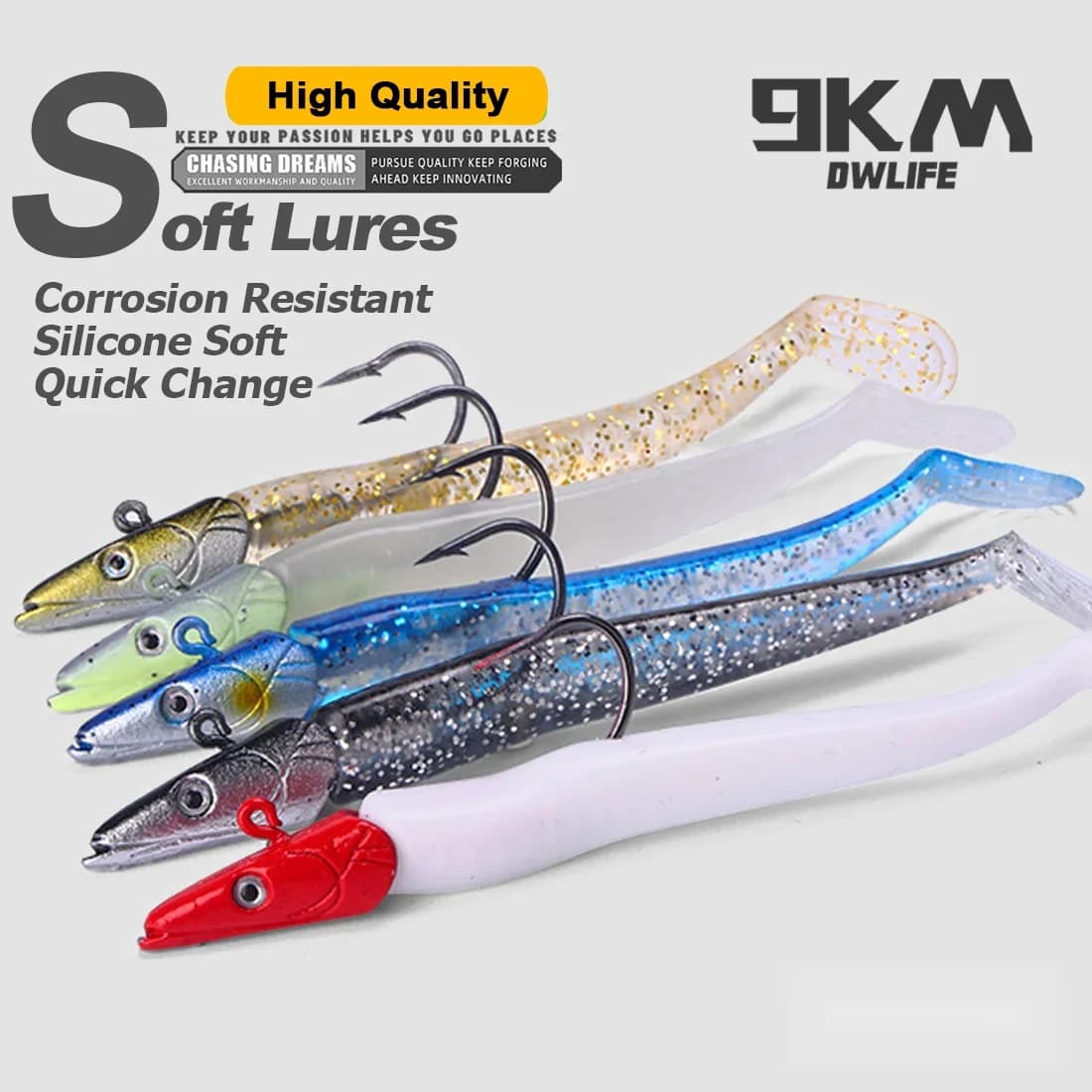 Mehka vaba swimbait z glavo jig in kljuko, 1–5 kosov, 12,5 cm